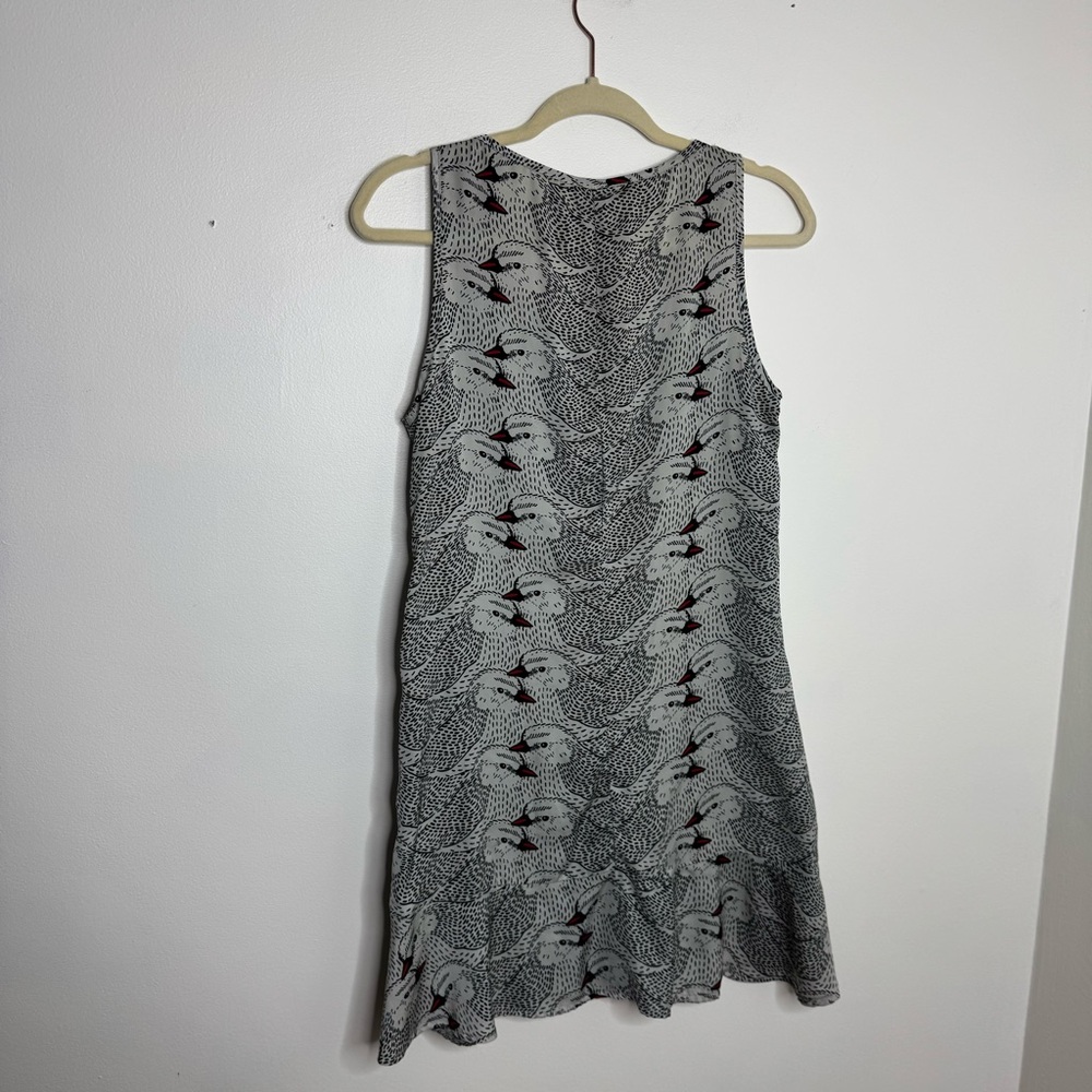 FARM Rio Gray Patterned bird Mini Dress - Picture 4 of 4